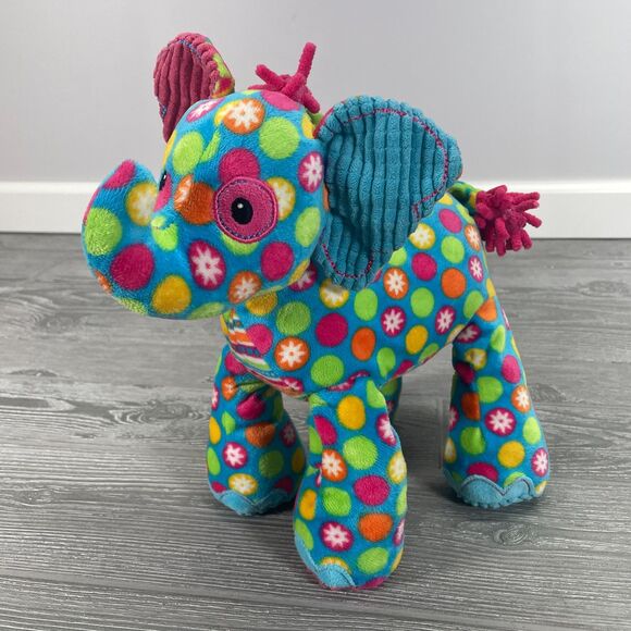 Mary Meyer Pizzaz Elephant Plush Pink Blue Stuffed Animal Corduroy Polka Dots - Picture 4 of 12